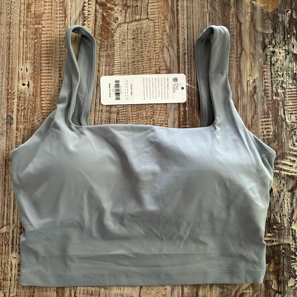 CRZ YOGA Light Gray Sports Bra Crop Tank Top size LG